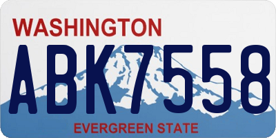 WA license plate ABK7558