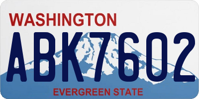 WA license plate ABK7602