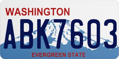 WA license plate ABK7603