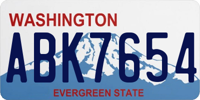 WA license plate ABK7654