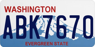 WA license plate ABK7670