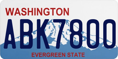 WA license plate ABK7800