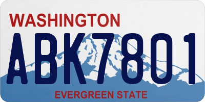 WA license plate ABK7801