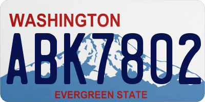 WA license plate ABK7802