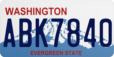 WA license plate ABK7840