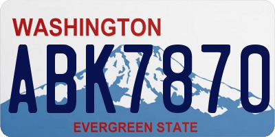 WA license plate ABK7870