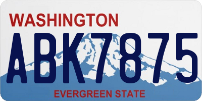 WA license plate ABK7875