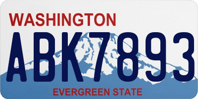 WA license plate ABK7893