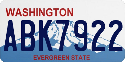 WA license plate ABK7922
