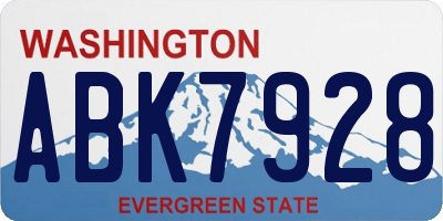 WA license plate ABK7928