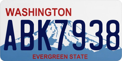 WA license plate ABK7938