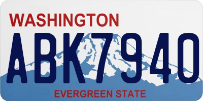 WA license plate ABK7940