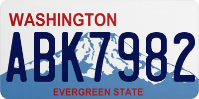 WA license plate ABK7982