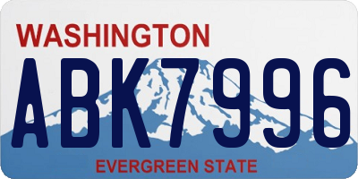 WA license plate ABK7996