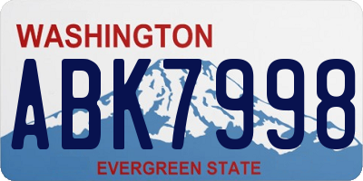 WA license plate ABK7998