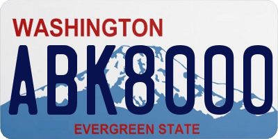 WA license plate ABK8000