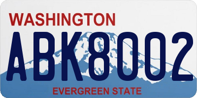 WA license plate ABK8002