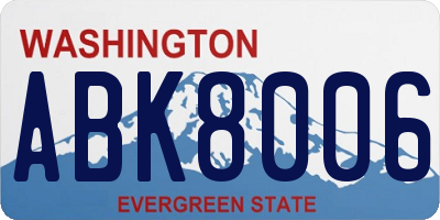 WA license plate ABK8006
