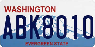 WA license plate ABK8010