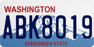 WA license plate ABK8019
