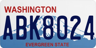 WA license plate ABK8024