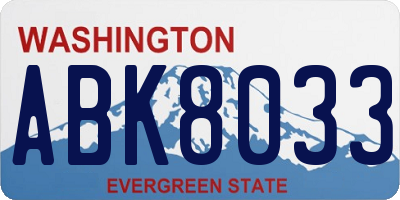 WA license plate ABK8033