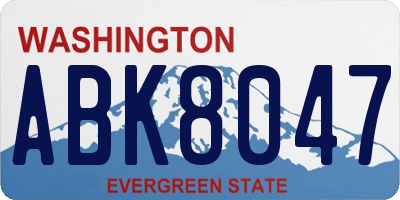 WA license plate ABK8047