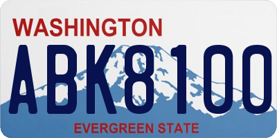 WA license plate ABK8100