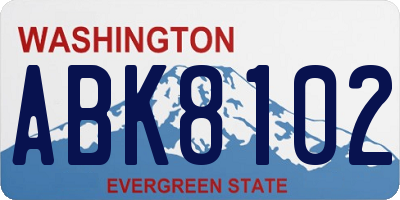 WA license plate ABK8102