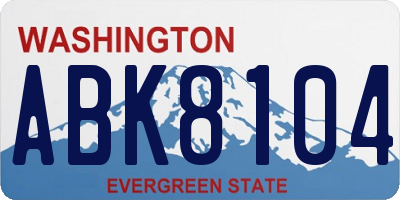 WA license plate ABK8104