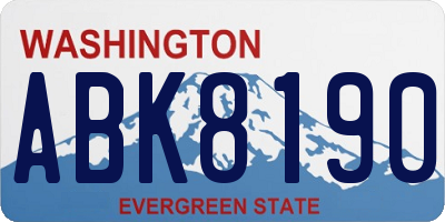WA license plate ABK8190