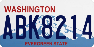 WA license plate ABK8214