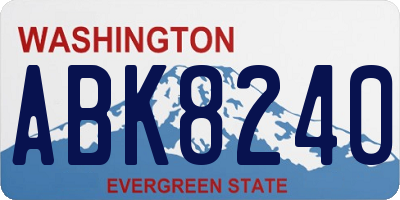WA license plate ABK8240