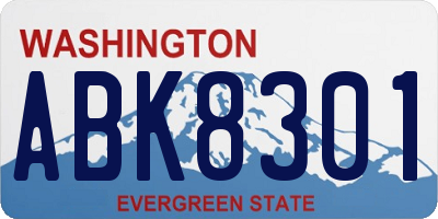 WA license plate ABK8301