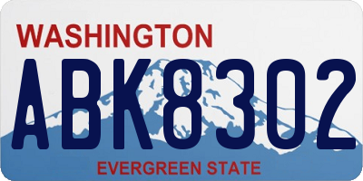 WA license plate ABK8302