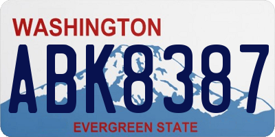 WA license plate ABK8387