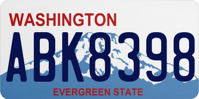 WA license plate ABK8398