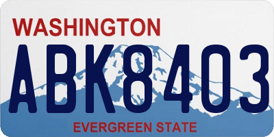 WA license plate ABK8403