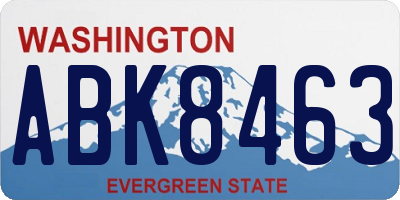 WA license plate ABK8463