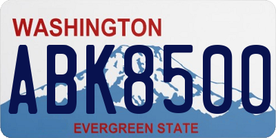 WA license plate ABK8500