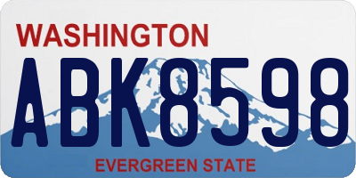 WA license plate ABK8598