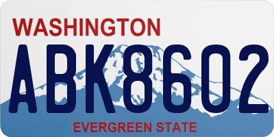 WA license plate ABK8602
