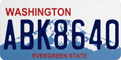 WA license plate ABK8640
