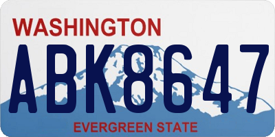 WA license plate ABK8647