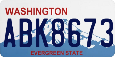 WA license plate ABK8673