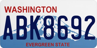 WA license plate ABK8692