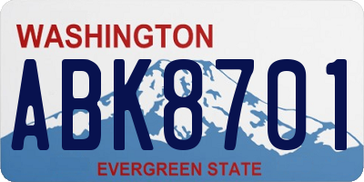 WA license plate ABK8701