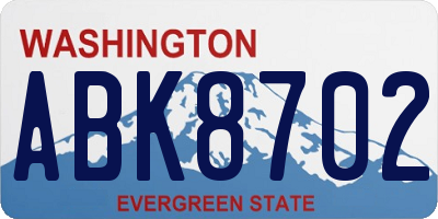 WA license plate ABK8702