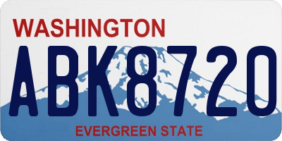 WA license plate ABK8720
