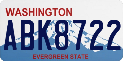 WA license plate ABK8722